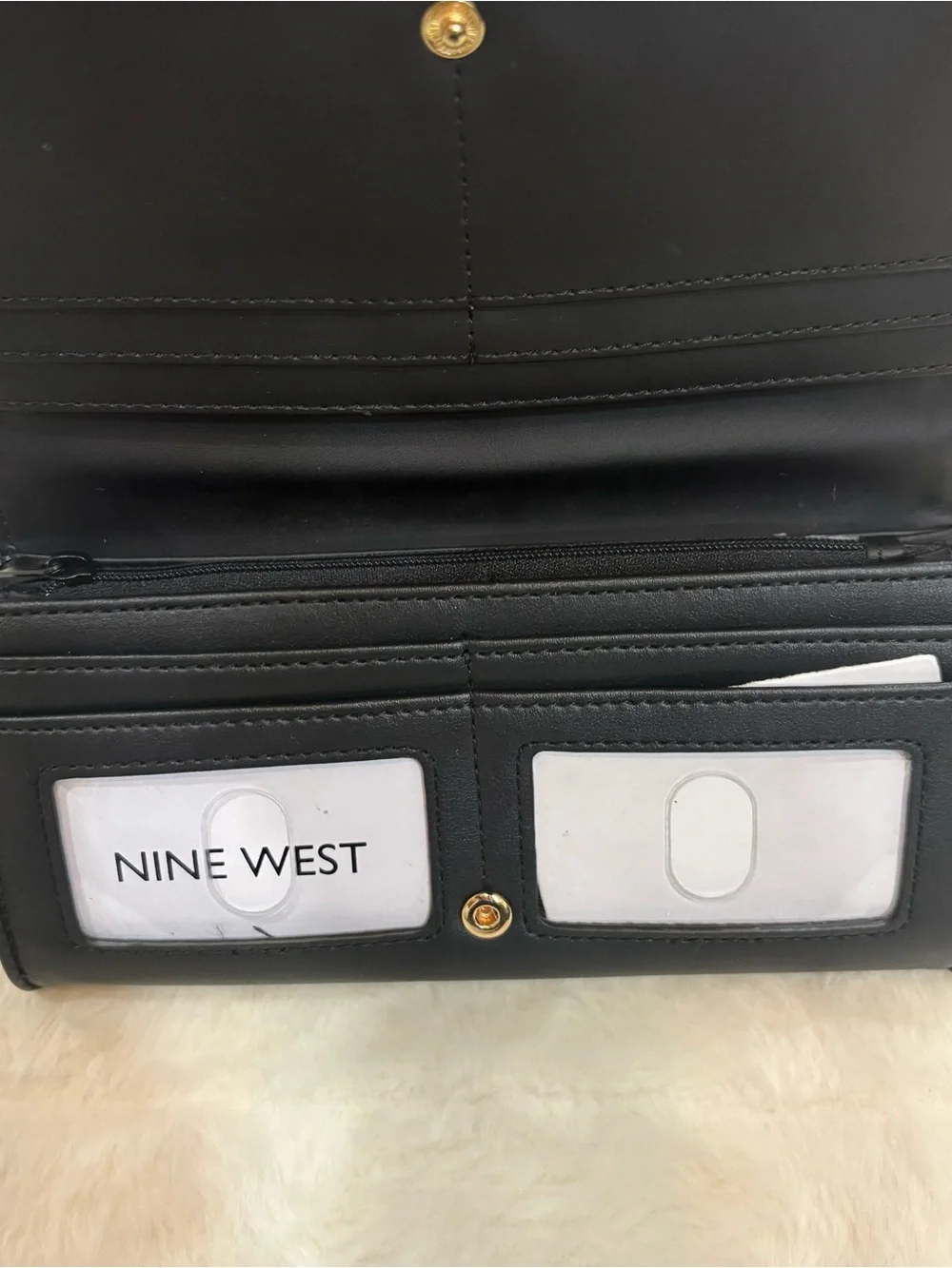 Nine West Black Wallet with Gold Buckle Accent